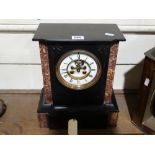A Victorian Marble Cased Mantel Clock With Circular Dial