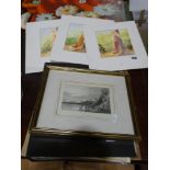 A Quantity Of Mixed Unframed Watercolours & Engravings