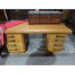 An Art Deco Period Oak Knee Hole Office Desk