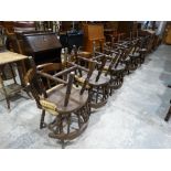 Twelve Matching 20th Century Pub Type Spindle Backed Chairs