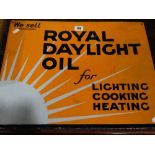 A Double Sided Enamel Wall Sign For "Royal Daylight Oil"