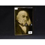 A Glazed Portrait Tile Depicting Gladstone, Made By Sherwin & Cotton Of Hanley, Dated 1898, 9 X 6"