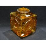 An Amber Tinted Cube Form Dartington Style Glass Shade