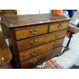 An Antique Oak & Mahogany Crossbanded Chest Of Two Short & Three Long Drawers, Bracket Feet