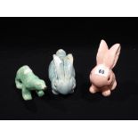 Two Sylvac Type Pottery Long Eared Rabbits, Together With A Sylvac Polar Bear