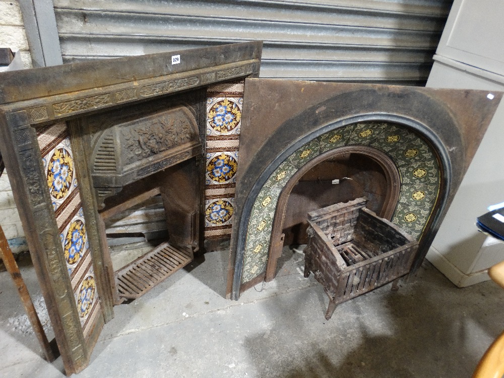 Two Edwardian Cast Iron & Tiled Fire Inserts