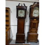 An Antique Oak & Mahogany Long Case Clock, The Square Painted Dial With 8 Day Movement, Signed S.