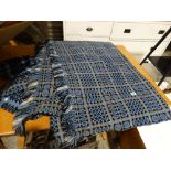 An Extra Large Size Blue & Black Ground Welsh Woolen Bed Cover