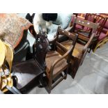 Two Antique Oak Farmhouse Chairs, Together With A Victorian Hall Chair