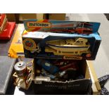A Boxed Matchbox Toys Motor Boat Transporter, Together With Further Toys