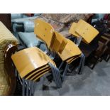 Seven Matching Circa 1970s Schoolroom Chairs