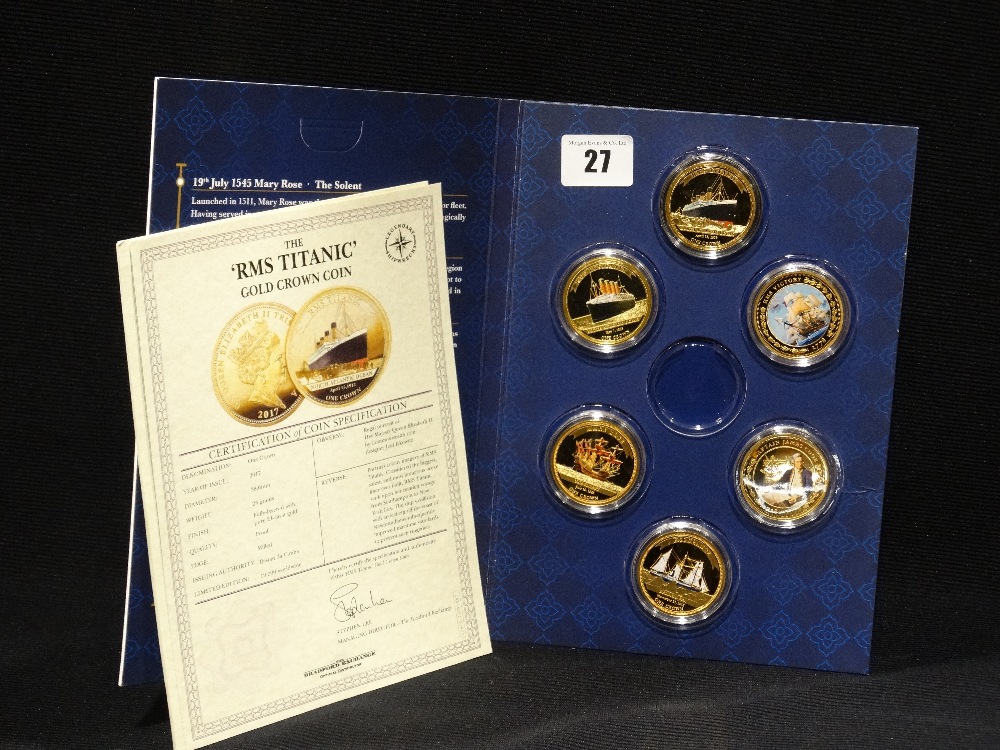 Six Gold Plated Collectors Coins From The Legendary Ship Wrecks Collection