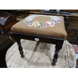 An Edwardian Polished Oak Dressing Stool