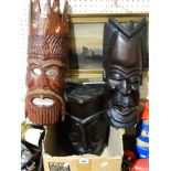 Three 20th Century Carved Wooden Tribal Wall Masks