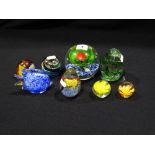 Eight 20th Century Glass Paperweights