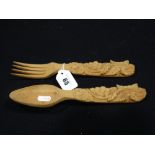 A Pair Of Carved Vintage Salad Servers