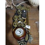 A Quantity Of Mixed Brassware Etc To Include A Small Circular Wall Barometer