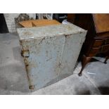 A Heavy Mid Century Two Door Industrial Steel Cupboard