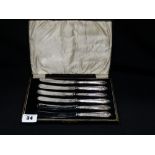 A Set Of Six Cased Silver Handled Tea Knives, Hallmarks For Sheffield 1926