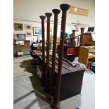 Four Matching Church Type Oak Column Tall Candle Stands, 79" High