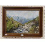 20th Century School, Oil On Board, North Wales Mountain & River View