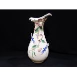 A 20th Century Continental Porcelain Dragonfly & Blossom Vase, 17" High