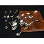 Four Silver & Enamel Souvenir Spoons, Together With Further Silver & Plated Spoons & Grips