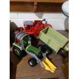 A Die-Cast Metal Model Combine Harvester, Together With A Model Tractor & Trailer