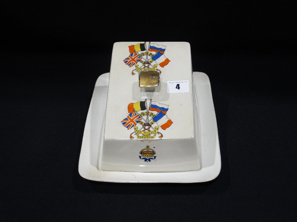 A Staffordshire Pottery Commemorative Cheese Dish "For Right & Freedom"