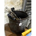 An Antique Copper Coal Bucket Etc