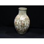 A Denby Stoneware Leaf Decorated Vase By Glyn Colledge, Signed, 12" High