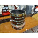 A 19th Century Mahogany & Brass Banded Cylindrical Wine Cooler Or Planter