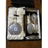 A Cased Silver Backed Dressing Table Brush & Mirror Set With Hallmarks For Birmingham 1930