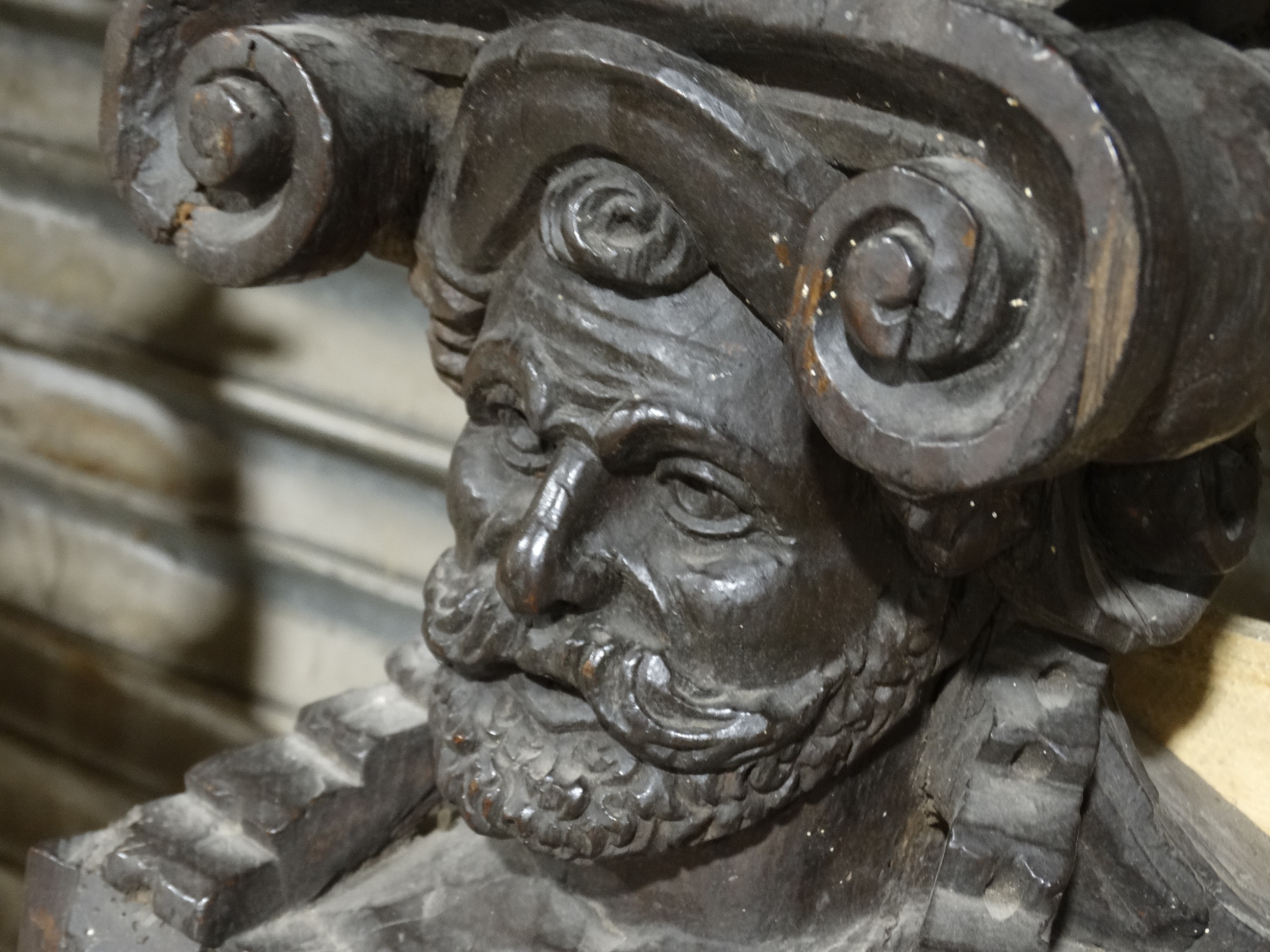 A Carved Gothic Revival Over Mantel With Figural Side Columns & Lion Head Motif, Approx 104" Across - Image 2 of 2