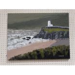 Owen Meilir, Oil On Canvas, View Of Llanddwyn Lighthouse, Signed, 18 X 24"