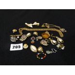 A Bag Of Mixed Costume Jewellery, Together With An Albert Chain