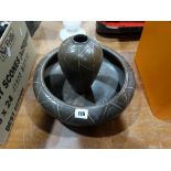 A Denby Stoneware Geometric Design Vase & Circular Fruit Bowl