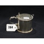 A Silver Mustard Pot With Blue Glass Liner, Hallmarks For London 1864