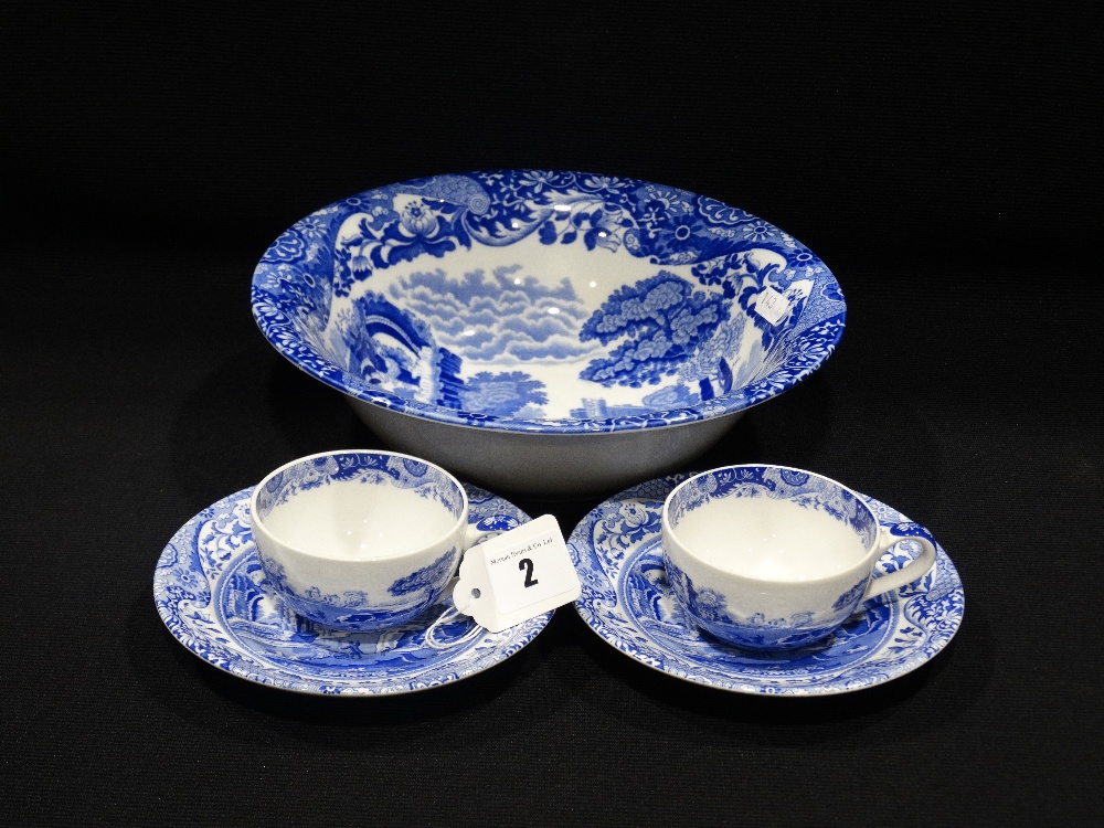 A Spode`s Italian Circular Bowl, Together With Two Spode Cups & Saucers