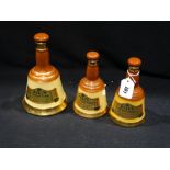 Three Wade Bells Whisky Decanters