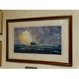 Brian Entwistle, Watercolour, Study Of The Blue Funnel Ship, "Agapenor In Heavy Seas", Signed &