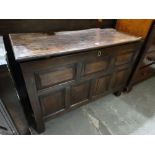 An Antique Oak Panelled Blanket Chest Retaining Internal Candle Box, 49" Wide