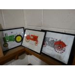 Three Coloured Prints Of Vintage Tractors