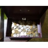 A Tin Cash Box Of Mixed Coinage