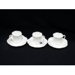 Three Wileman China White Coffee Cups & Saucers