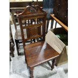 A Late Victorian Mahogany Spindle Back Hall Chair