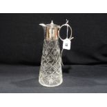 An Early 20th Century Cut Glass Claret Jug With Plated Mounts