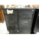 A Vintage Two Door Bank Document Cupboard With Label For John Tann Ltd, London, 30" Across, 27"