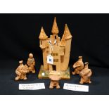 A Terracotta Scottish Castle & Five Figures From The Twelve Men Of Glaur Series