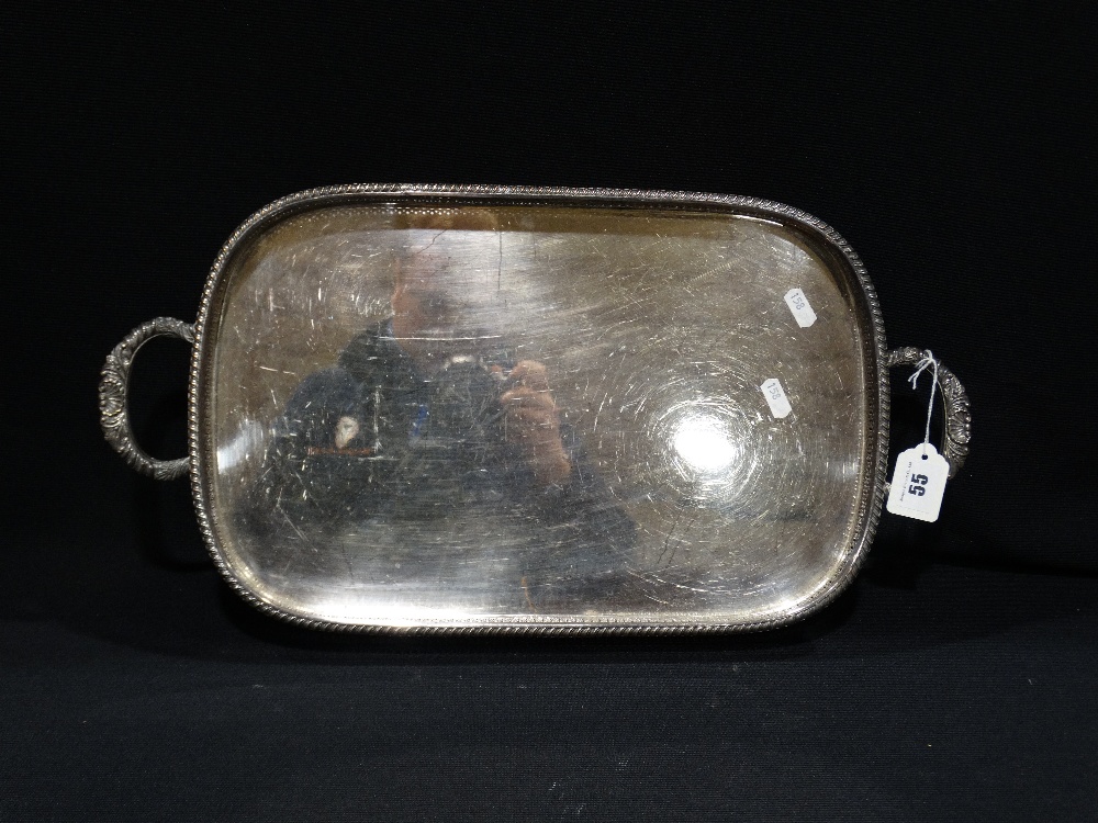 A Sheffield Plate Four Footed, Two Handled Serving Tray